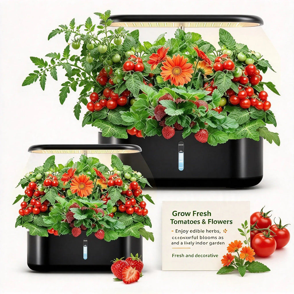 Indoor Hydroponic Garden System 10 Pods, 3.6L Water Tank, LED Grow Light, Pump & Auto Timer for Herbs, Vegetables, Flowers