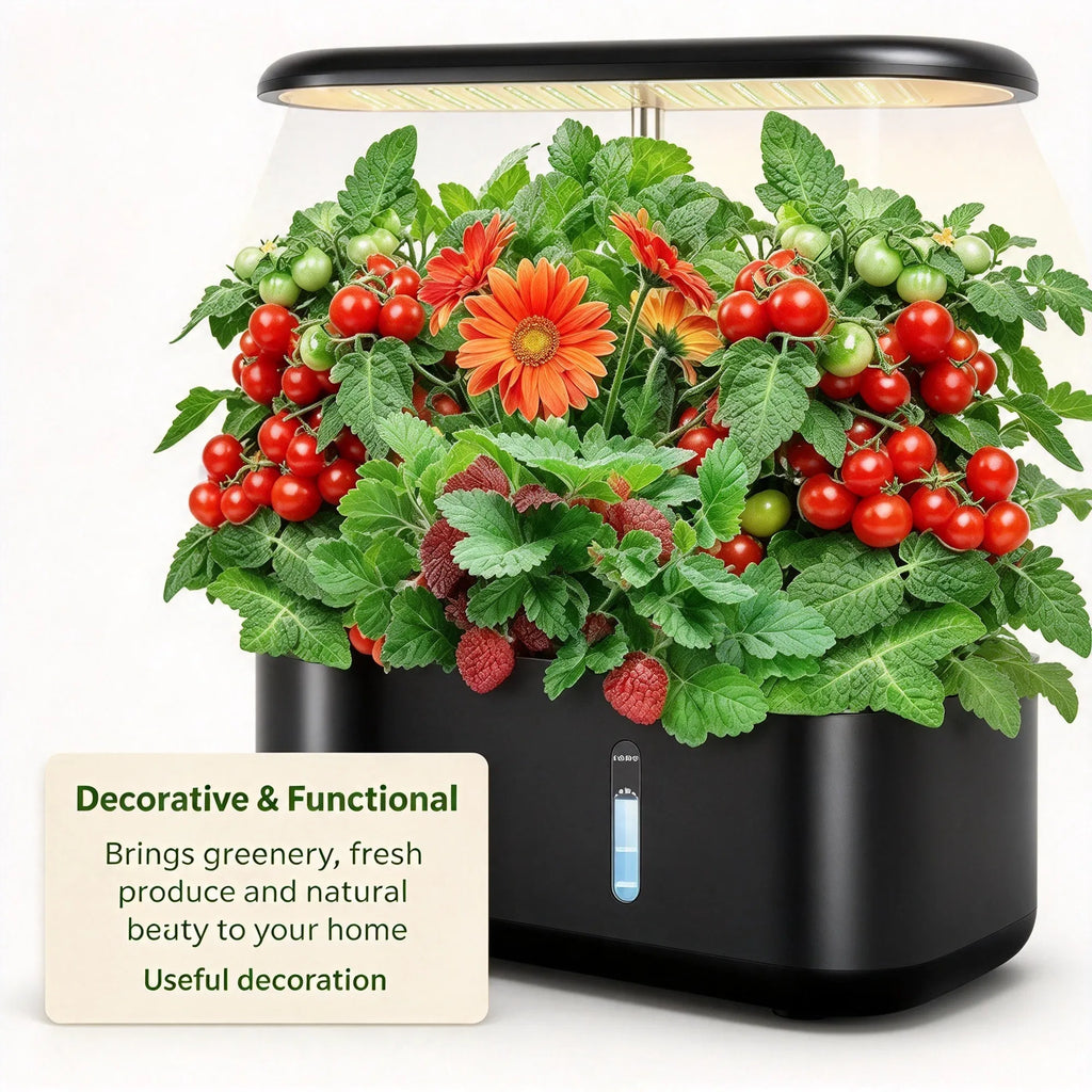 Indoor Hydroponic Garden System 10 Pods, 3.6L Water Tank, LED Grow Light, Pump & Auto Timer for Herbs, Vegetables, Flowers