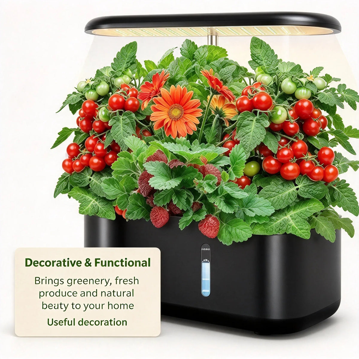 Indoor Hydroponic Garden System 10 Pods, 3.6L Water Tank, LED Grow Light, Pump & Auto Timer for Herbs, Vegetables, Flowers