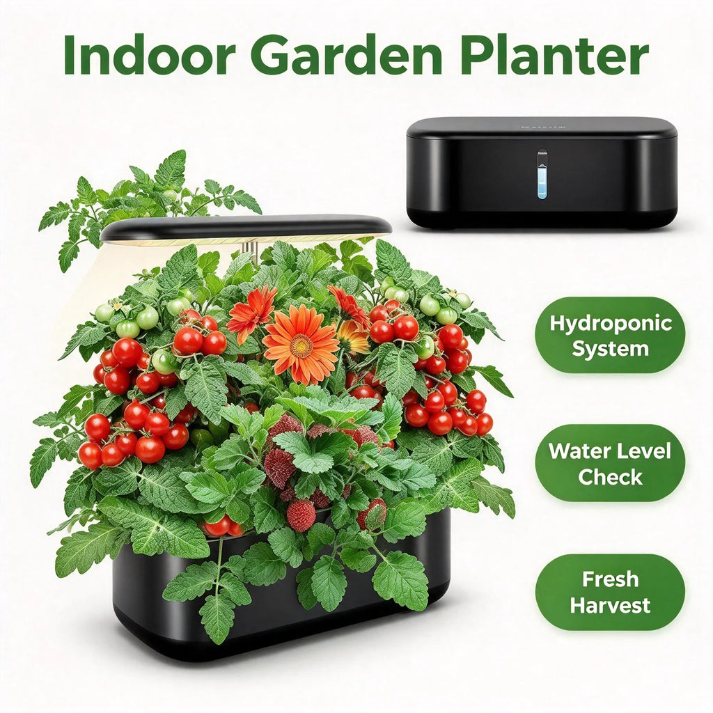Indoor Hydroponic Garden System 10 Pods, 3.6L Water Tank, LED Grow Light, Pump & Auto Timer for Herbs, Vegetables, Flowers
