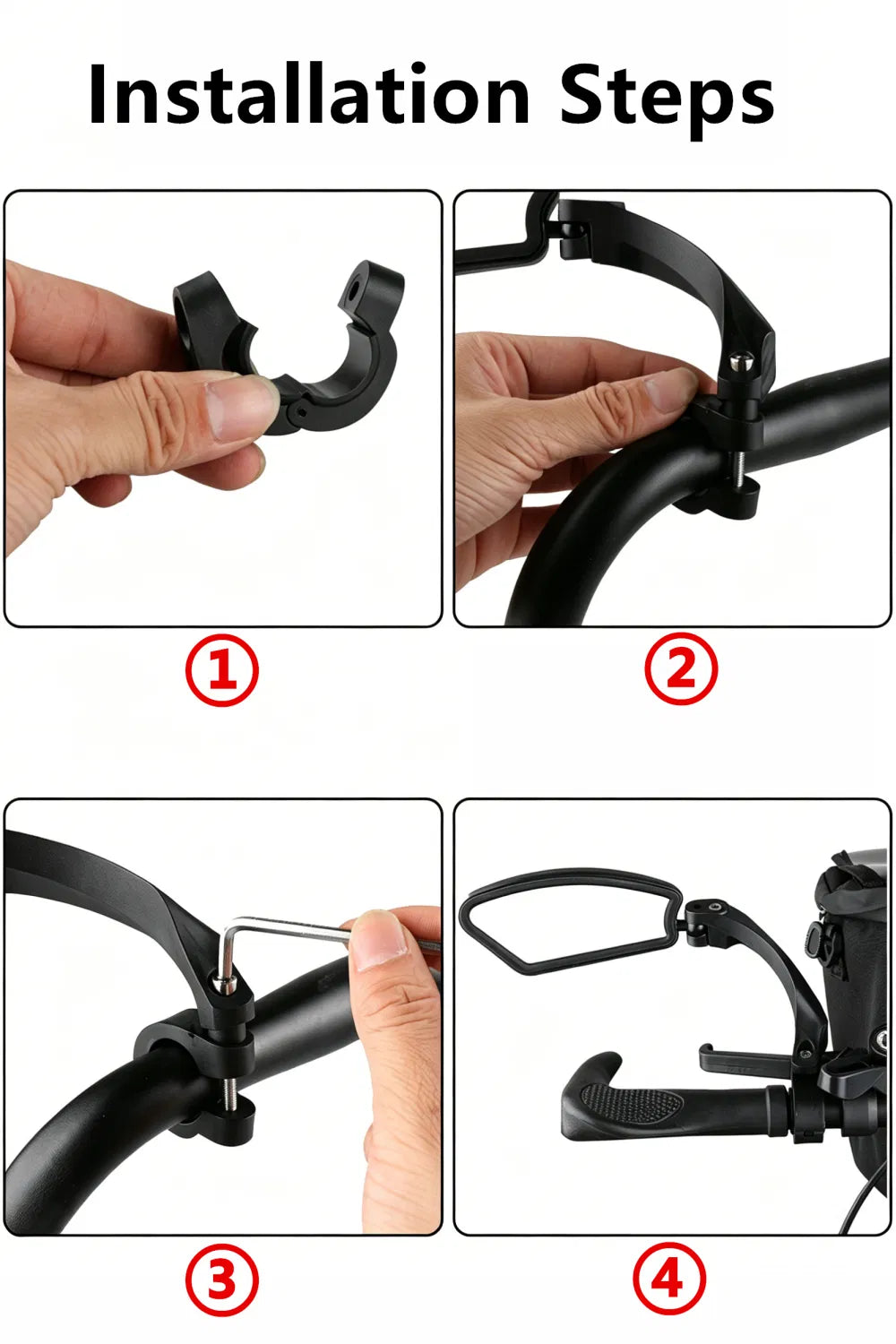 English Bike Rear View Mirror, 2 Pack Bicycle Handlebar Mirror, Adjustable Wide Angle Anti-Scratch Cycling Mirror for Mountain Bike Road Bike