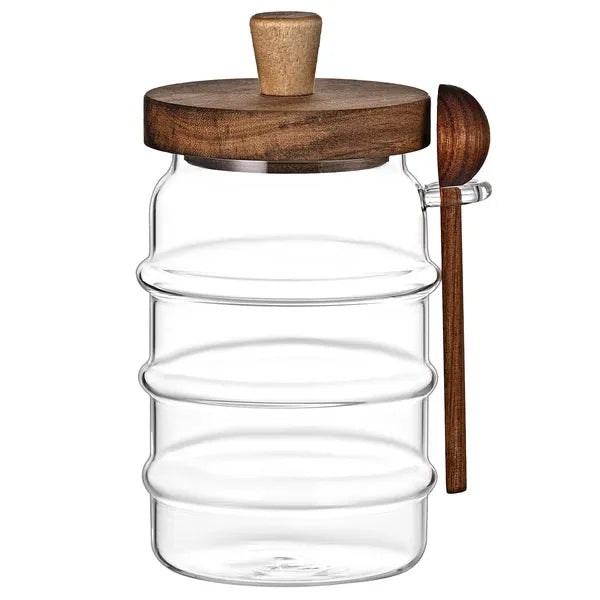 18.5 oz Airtight Glass Coffee Canister with Bamboo Spoon, High Borosilicate Glass Storage Jar for Coffee Beans, Tea & Sugar