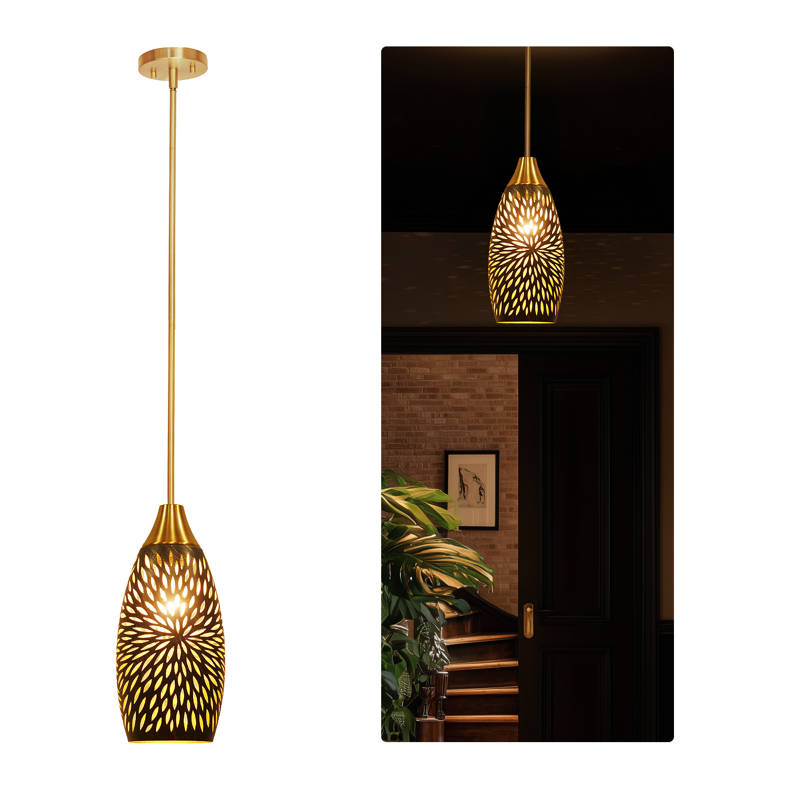 ALUCSET Plug-in Adjustable Pendant Light, 4.8"×7.8" Hanging Lamp for Kitchen Island Dining Living Room