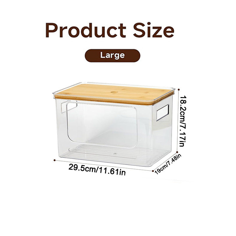 Stackable Storage Organizer with Bamboo Top, Extra Large Trash Bag Dispenser, Garbage Bag Holder, Under Sink Organizer, Pantry and Laundry Room Storage