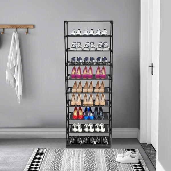 AEELLEEA 10-Tier Tall Shoe Rack 24.5" W x 12" D x 60" H, Narrow Vertical Shoe Storage Organizer for Entryway Closet Bedroom