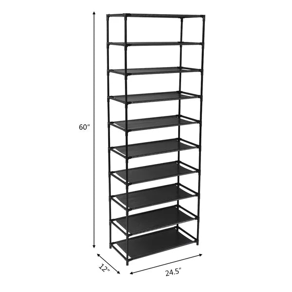 AEELLEEA 10-Tier Tall Shoe Rack 24.5" W x 12" D x 60" H, Narrow Vertical Shoe Storage Organizer for Entryway Closet Bedroom