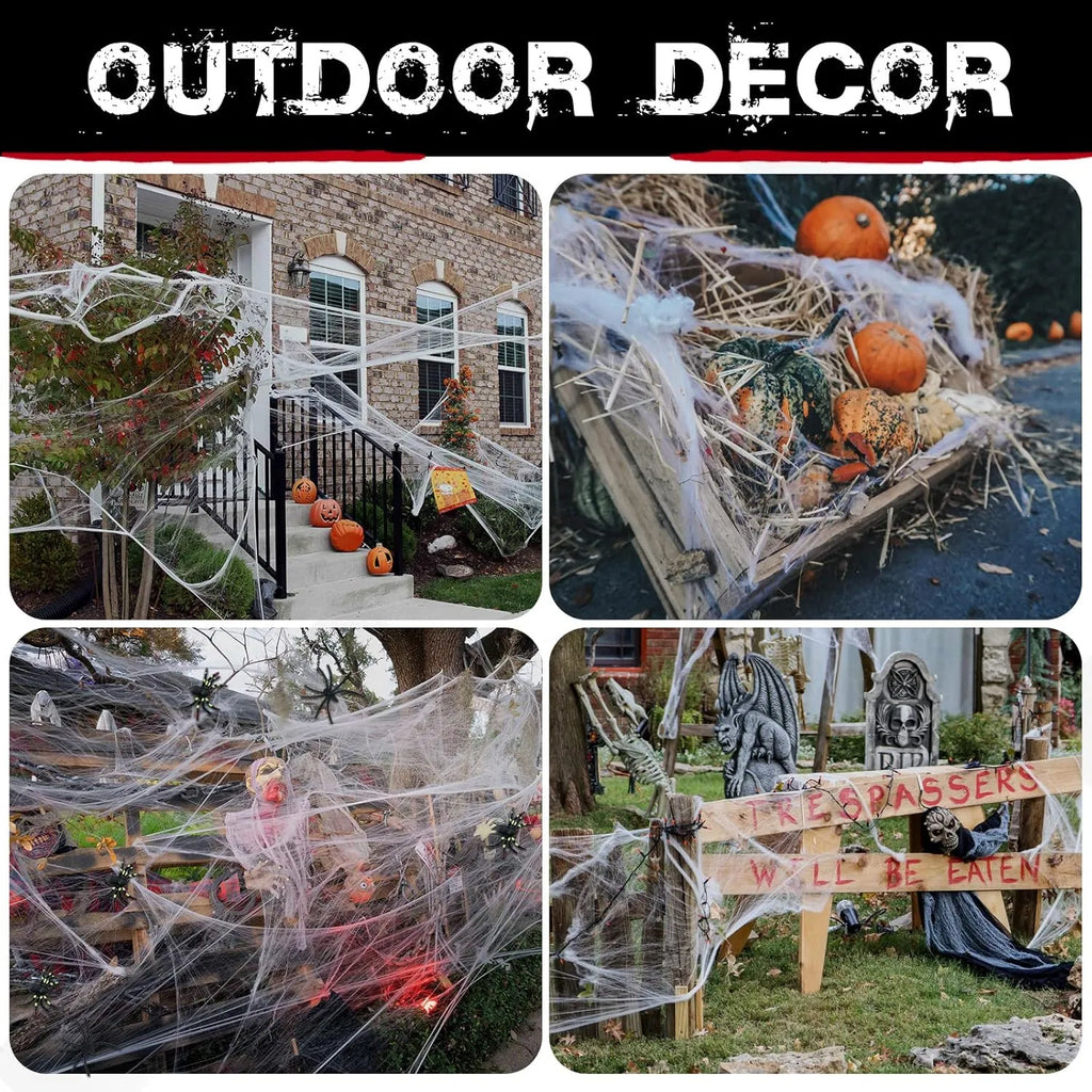 1000 sqft Halloween Spider Web Decorations with 30 Fake Spiders, Super Stretch Cobwebs for Indoor Outdoor Party Supplies Porch