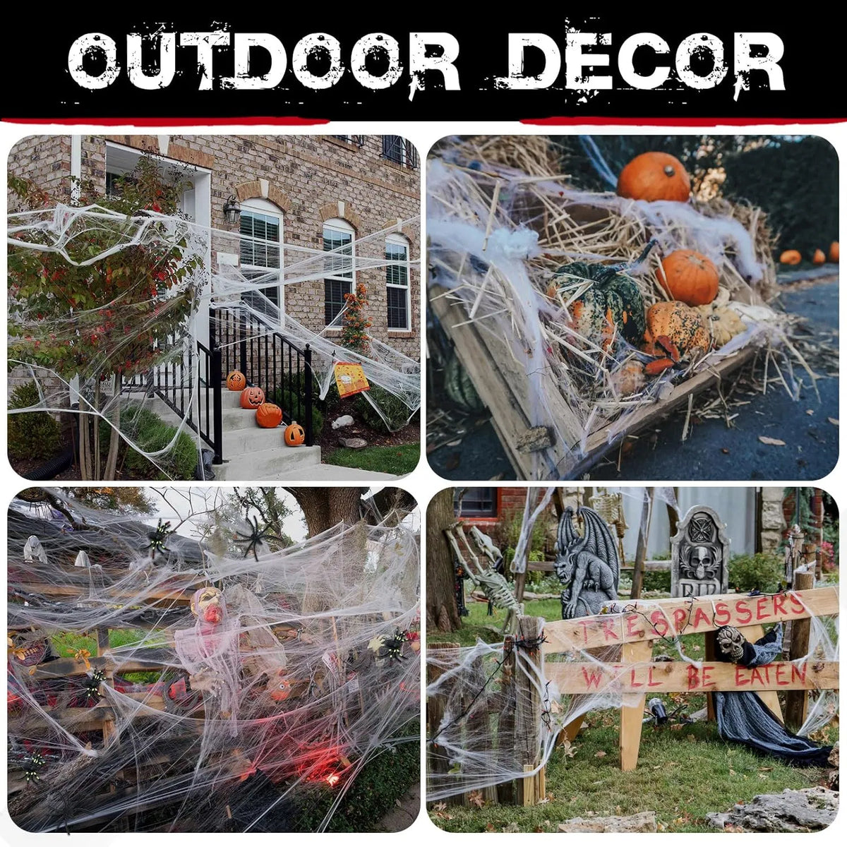 1000 sqft Halloween Spider Web Decorations with 30 Fake Spiders, Super Stretch Cobwebs for Indoor Outdoor Party Supplies Porch
