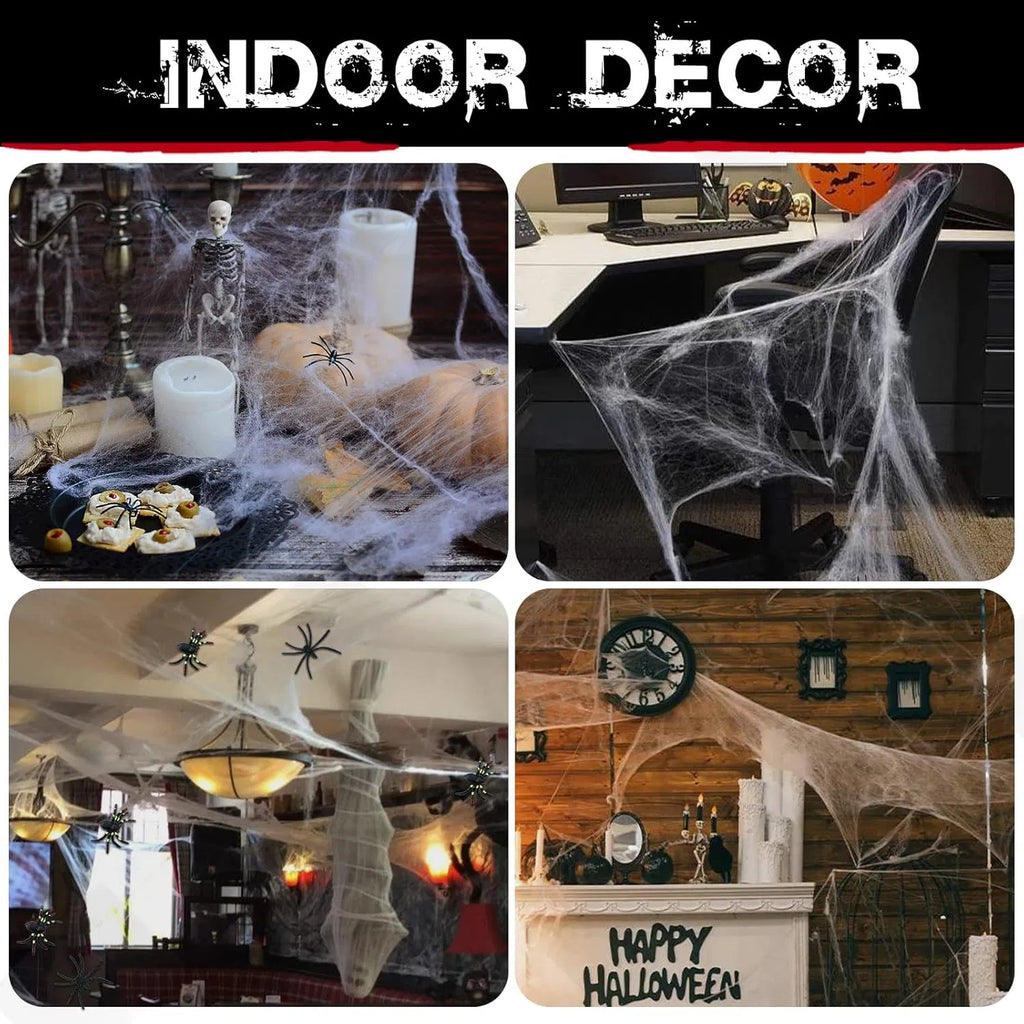 1000 sqft Halloween Spider Web Decorations with 30 Fake Spiders, Super Stretch Cobwebs for Indoor Outdoor Party Supplies Porch
