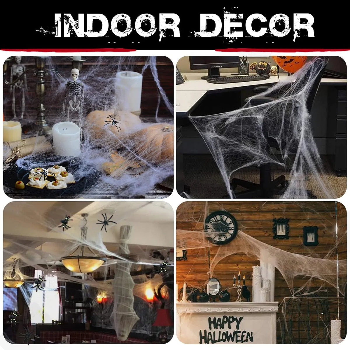 1000 sqft Halloween Spider Web Decorations with 30 Fake Spiders, Super Stretch Cobwebs for Indoor Outdoor Party Supplies Porch
