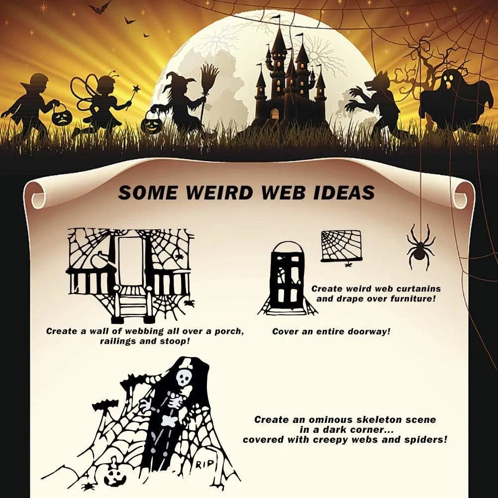 1000 sqft Halloween Spider Web Decorations with 30 Fake Spiders, Super Stretch Cobwebs for Indoor Outdoor Party Supplies Porch