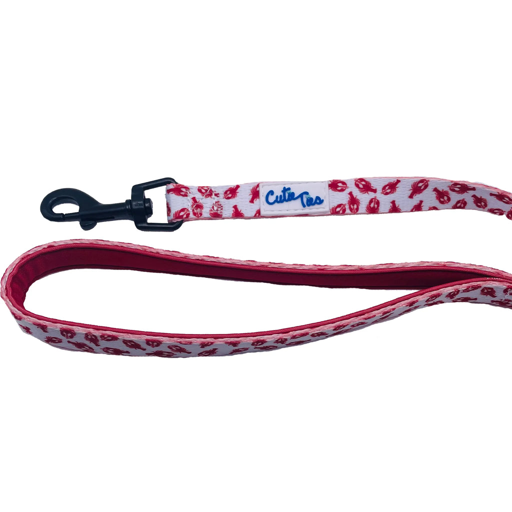 Fun Design Dog Leash, Lobster White Small, Cute Lobster Print Nylon Pet Lead, Padded Loop Handle, 5ft 1/2 Inch Width for Small Dogs