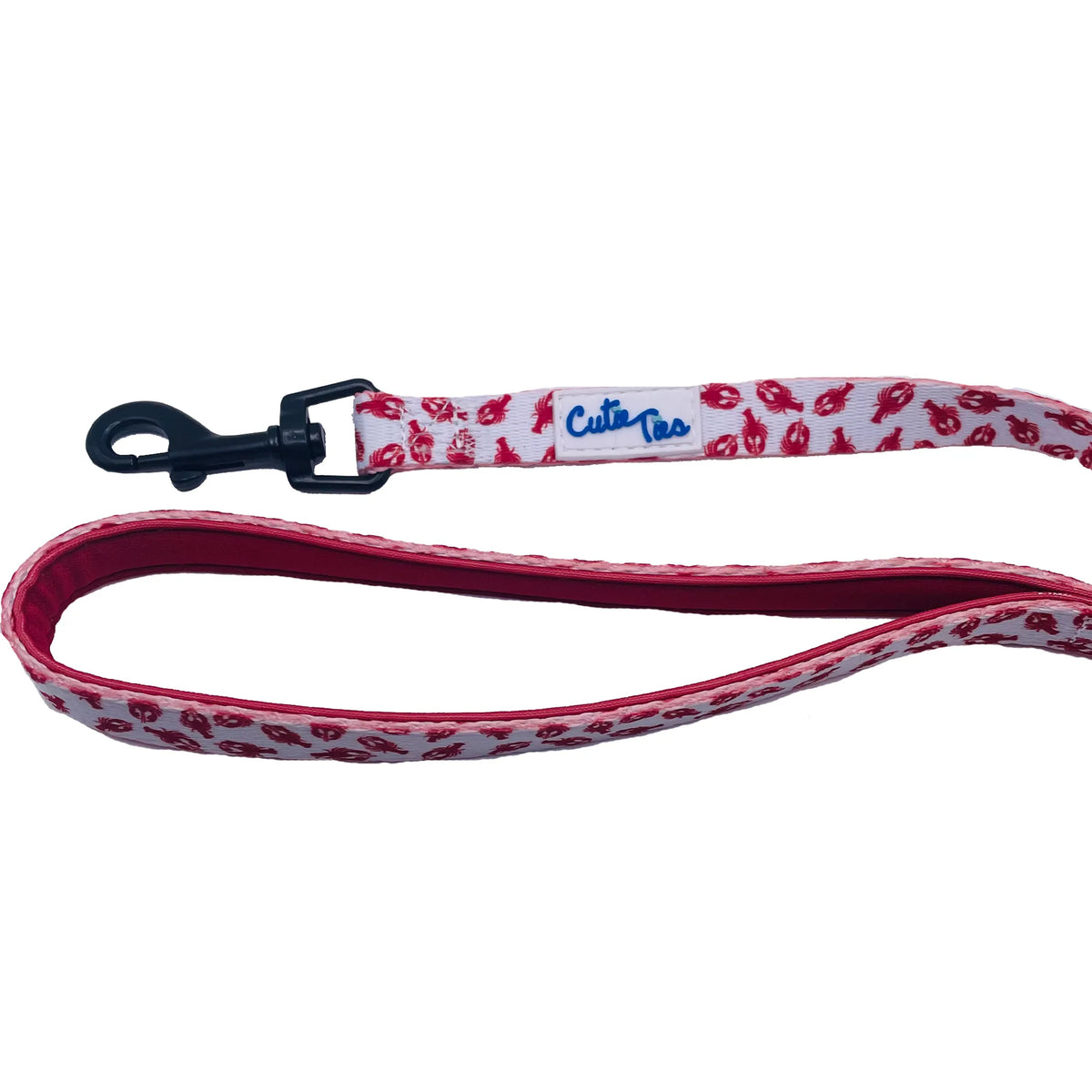 Fun Design Dog Leash, Lobster White Small, Cute Lobster Print Nylon Pet Lead, Padded Loop Handle, 5ft 1/2 Inch Width for Small Dogs