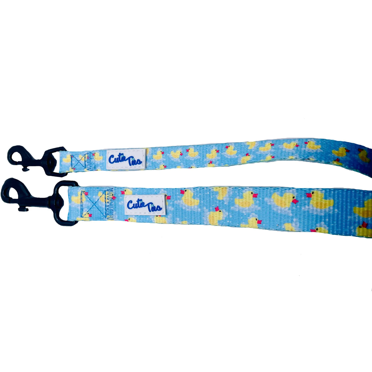 Cutie Ties Rubber Duckies Small Dog Leash, Cute Yellow Duck Print Nylon Pet Lead, Padded Loop Handle, 5ft 1/2 Inch Width for Small Dogs