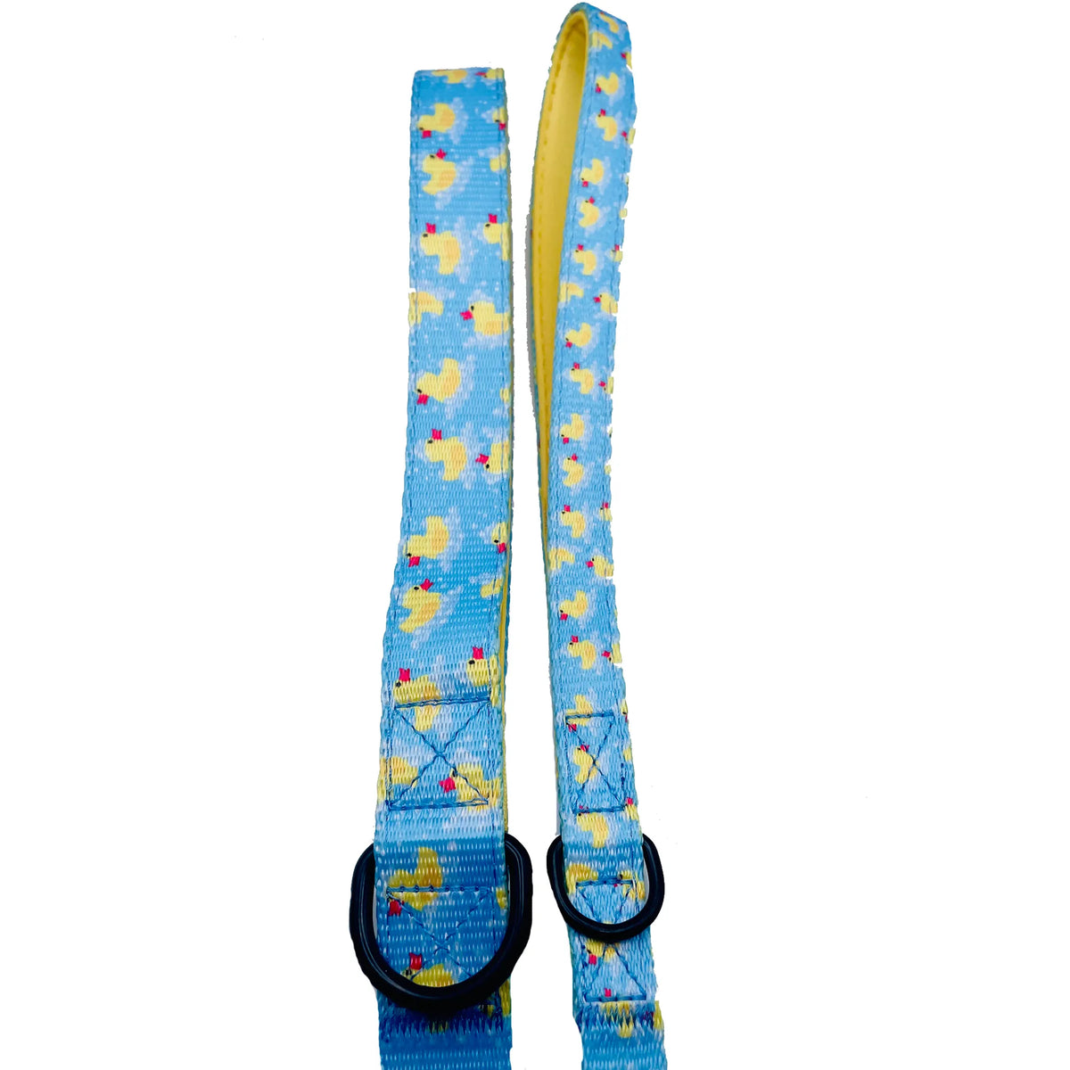 Cutie Ties Rubber Duckies Small Dog Leash, Cute Yellow Duck Print Nylon Pet Lead, Padded Loop Handle, 5ft 1/2 Inch Width for Small Dogs