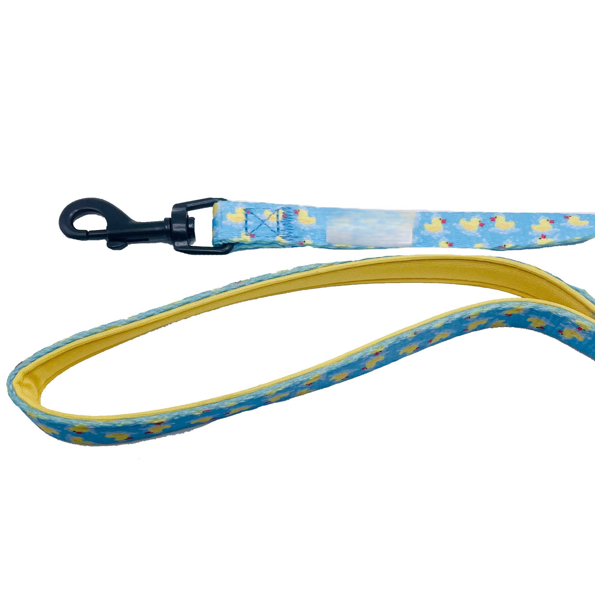 Rubber Duckies Large Dog Leash, Cute Yellow Duck Print Nylon Pet Lead, Padded Loop Handle, 5ft 3/4 Inch Width for Large Dogs
