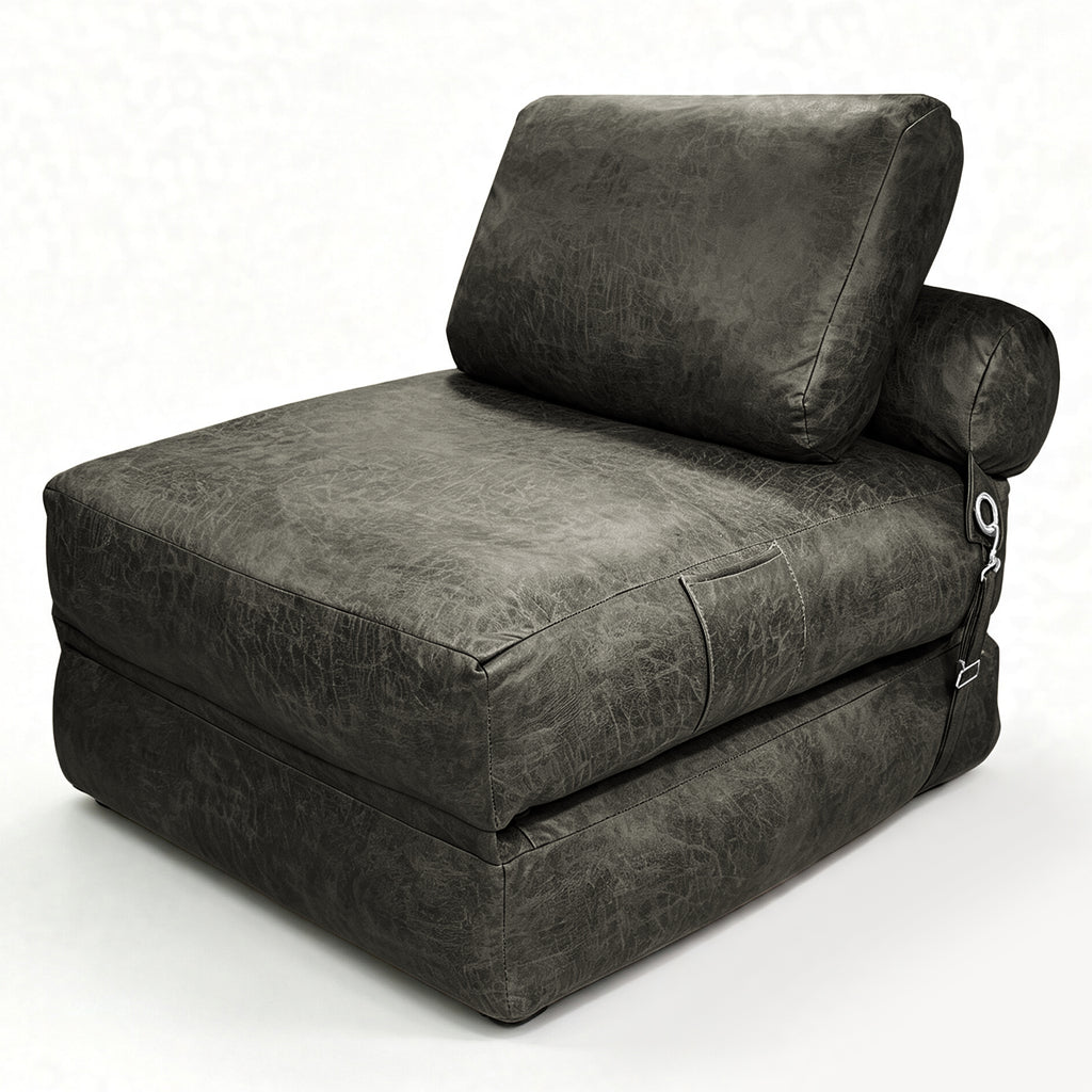 AEELLEEA 3-in-1 Convertible Folding Sofa Bed, Foam Sleeper Chair with Pillow, Floor Sofa for Living Room and Bedroom, Dark Gray