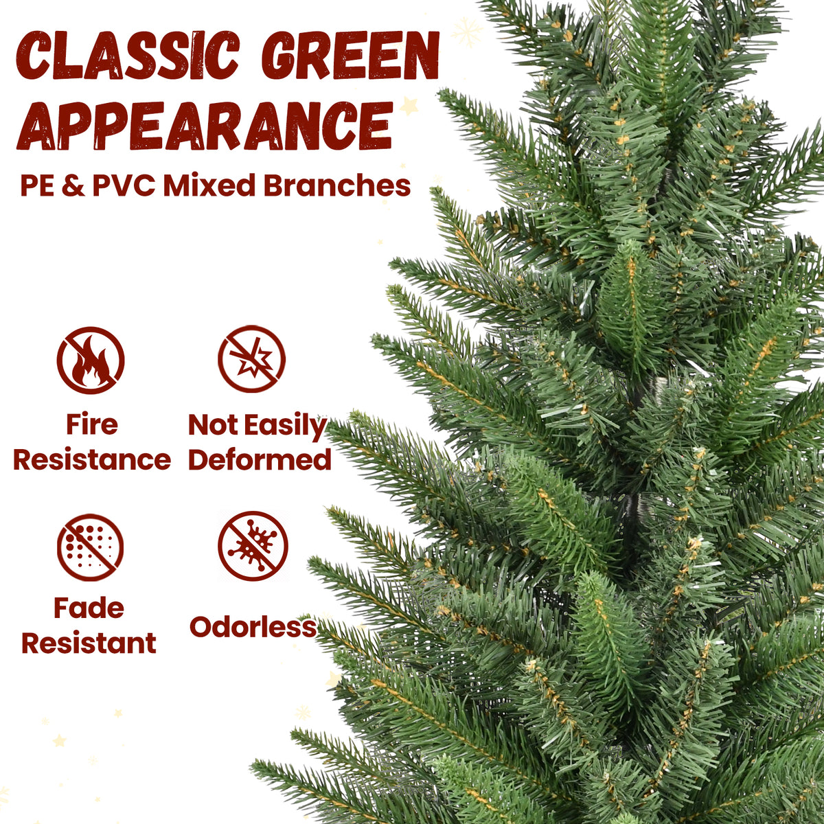 3FT Artificial Christmas Tree, 162 Branch Tips PE PVC Mixed Unlit Pine Tree with Burlap Base, Realistic Holiday Decor for Home Office