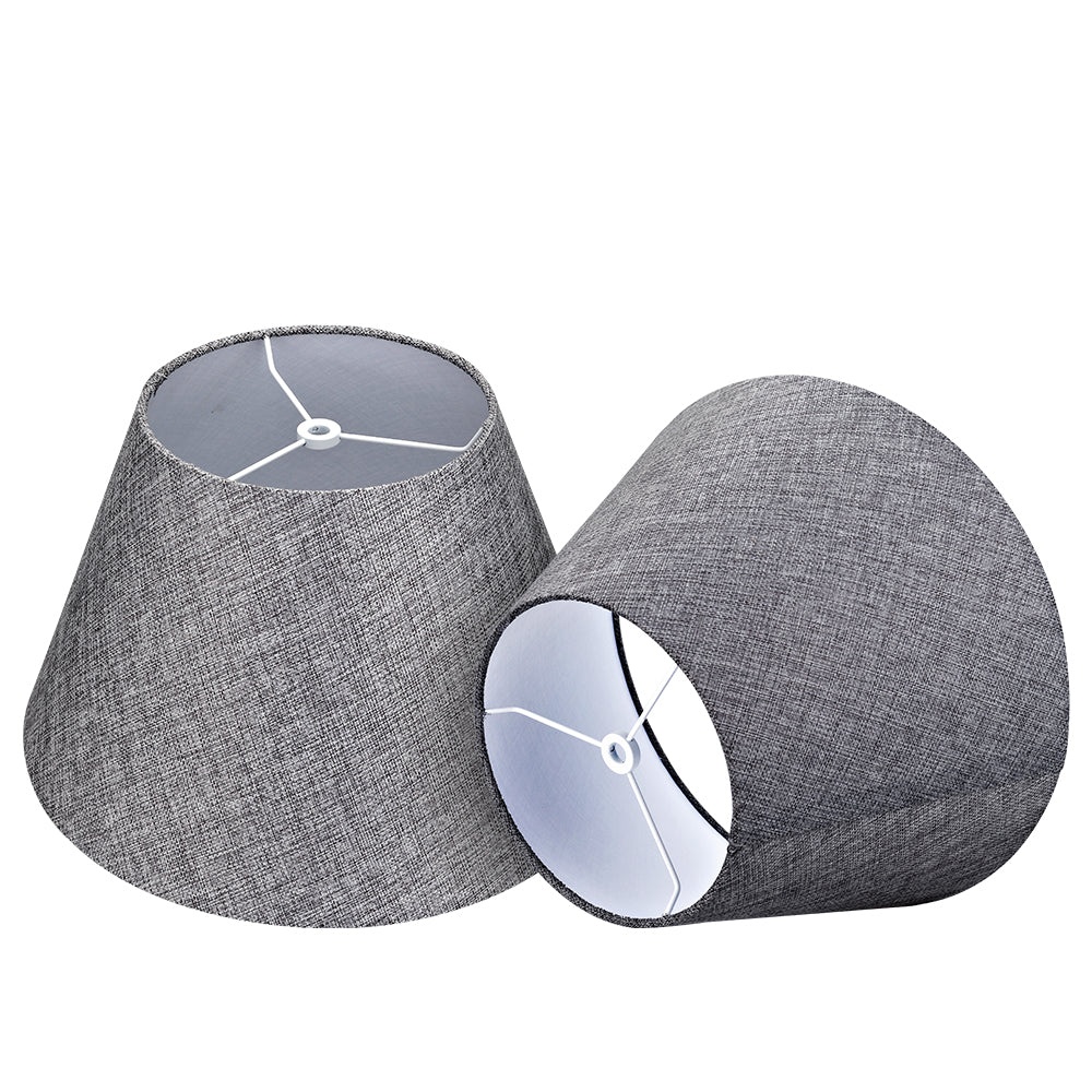 Gray Linen Bell Lamp Shade 7"×13"×8", Spider Fitter Fabric Replacement for Table & Floor Lamps