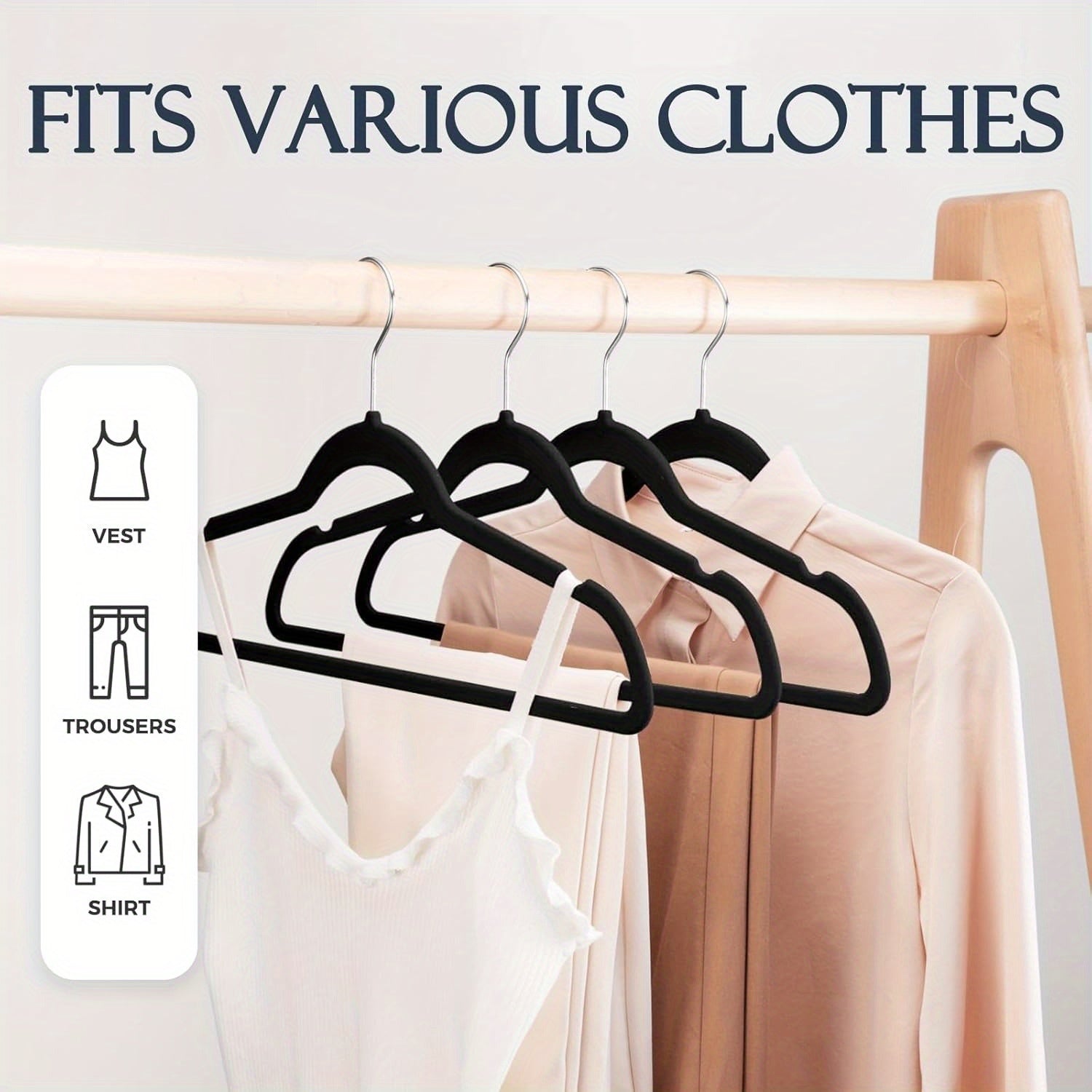10 PACK VELVET HANGER BLACK