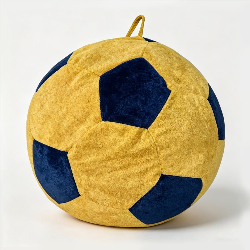 AEELLEEA Soccer Ball Bean Bag Chair for Adults, Oversized Foam Lounge Chair, Soft Flannel Floor Gaming Chair, Yellow and Blue