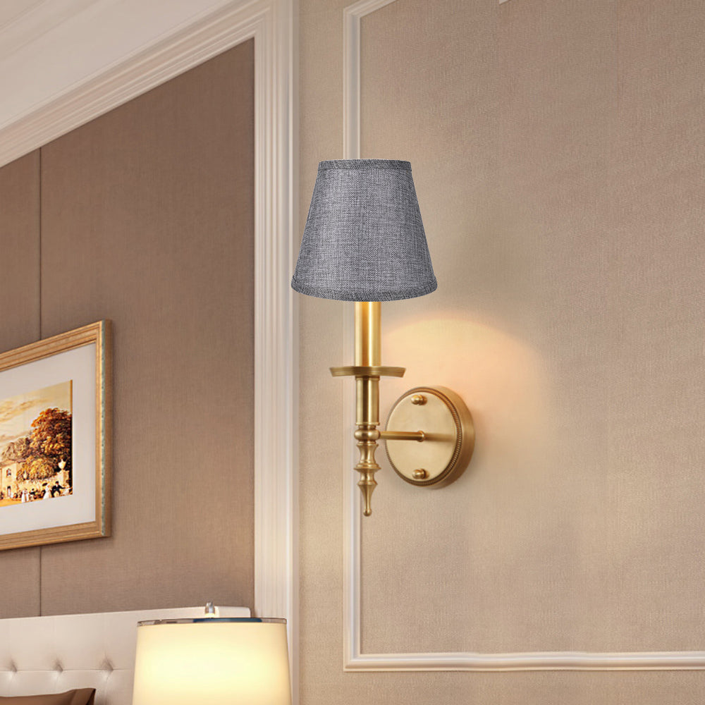 Gray Linen Clip-On Lamp Shades 5"×7"×8", Fabric Replacement Shades for Wall Sconces & Chandeliers