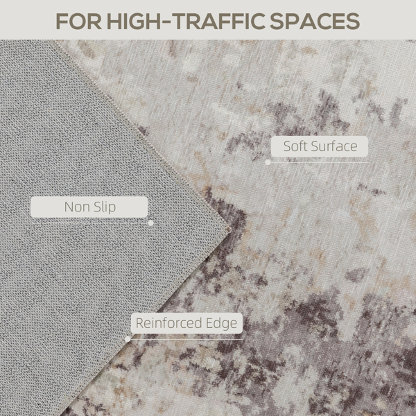 Area Rug 7x5 Ft, Abstract Distressed Pattern Carpet for Living Room, Non Slip Soft Rug with Reinforced Edge for High Traffic
