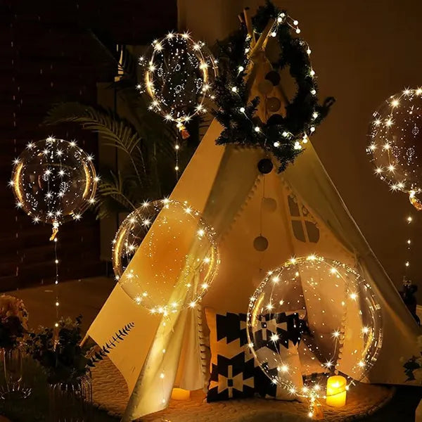 Aeelleea 14in Transparent LED Bobo Balloons,10 Pack Light Up Glow Bubble Balloons,Birthday Wedding Festival Decor,Batteries Not Included