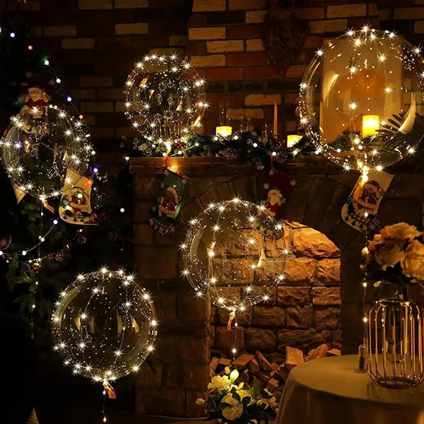 Aeelleea 14in Transparent LED Bobo Balloons,10 Pack Light Up Glow Bubble Balloons,Birthday Wedding Festival Decor,Batteries Not Included