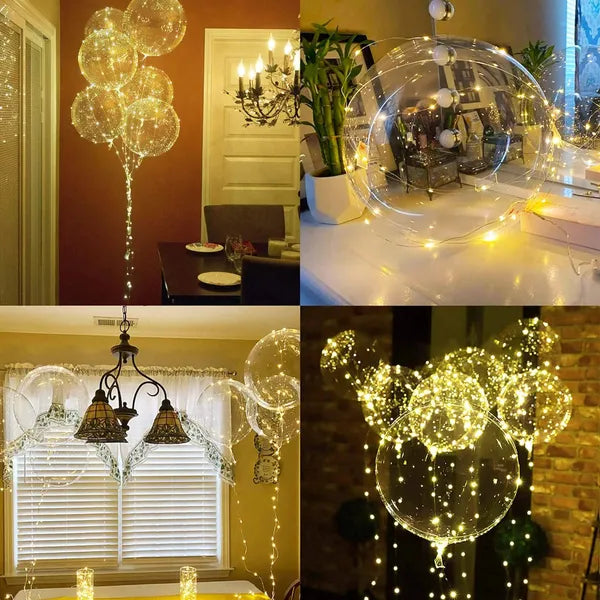 Aeelleea 14in Transparent LED Bobo Balloons,10 Pack Light Up Glow Bubble Balloons,Birthday Wedding Festival Decor,Batteries Not Included