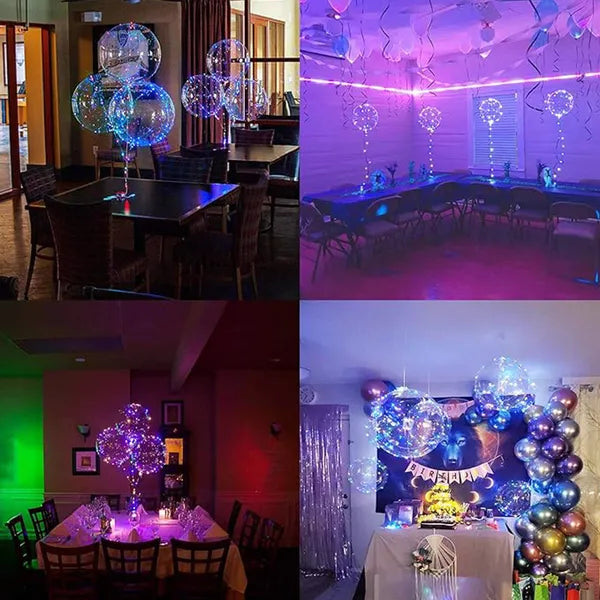 Aeelleea 14in Transparent LED Bobo Balloons,10 Pack Light Up Glow Bubble Balloons,Birthday Wedding Festival Decor,Batteries Not Included