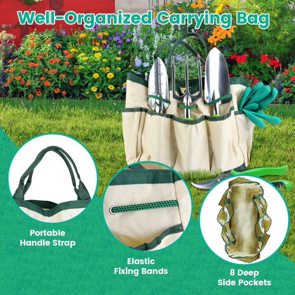 13 Piece Gardening Tool Set, Aluminum Garden Tools with Bag and Gloves