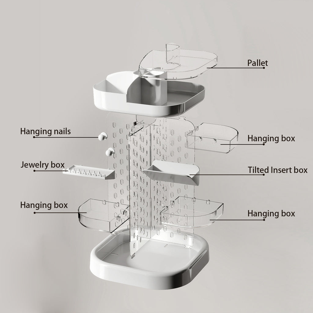 360° Rotating Makeup Organizer, Adjustable Tiered Bathroom Counter Organizer, Clear Vanity Display, Perfume Organizer & Makeup Brush Holder for Jewelry & Accessories Storage