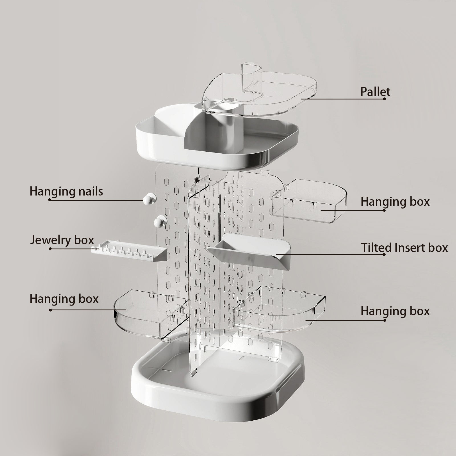 360° Rotating Makeup Organizer, Adjustable Tiered Bathroom Counter Organizer, Clear Vanity Display, Perfume Organizer & Makeup Brush Holder for Jewelry & Accessories Storage