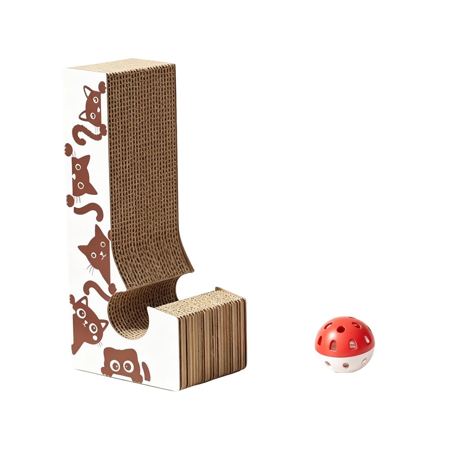 Magic Accordion Cat Scratcher Toy, Foldable Corrugated Cardboard Cat Scratching Board with Ball Track, Interactive Indoor Cat Toy & Furniture Protector