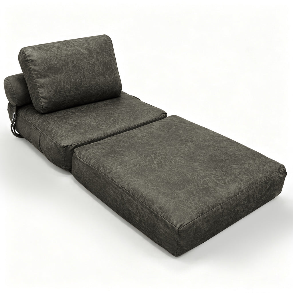 AEELLEEA 3-in-1 Convertible Folding Sofa Bed, Foam Sleeper Chair with Pillow, Floor Sofa for Living Room and Bedroom, Dark Gray
