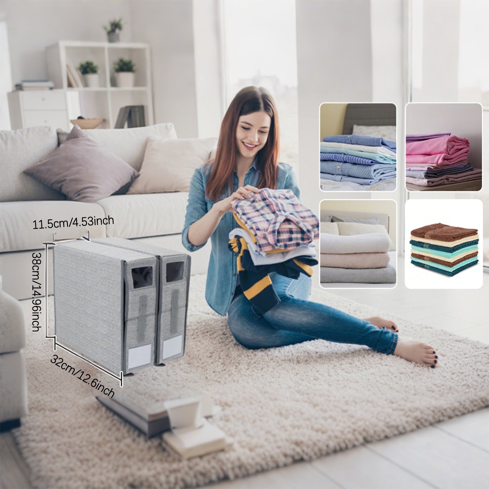 Nonwoven Bedding Storage Box with Removable Lid and Clear Window, Clothes Organizer for Sheets, Pillowcases, Socks, Underwear, Storage Bin