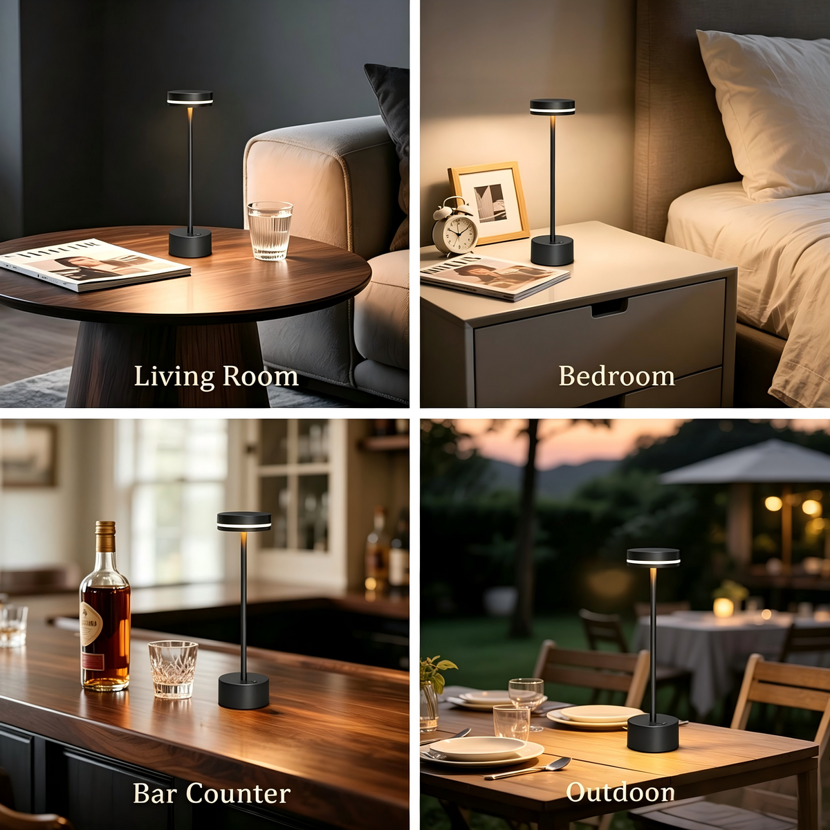 2 Packs LED Cordless Table Lamp, Portable Operated LED Desk Lamp, 3 Color Dimmable, Lighting for Home Décor,  Ambient Mood Light For Bar Pub