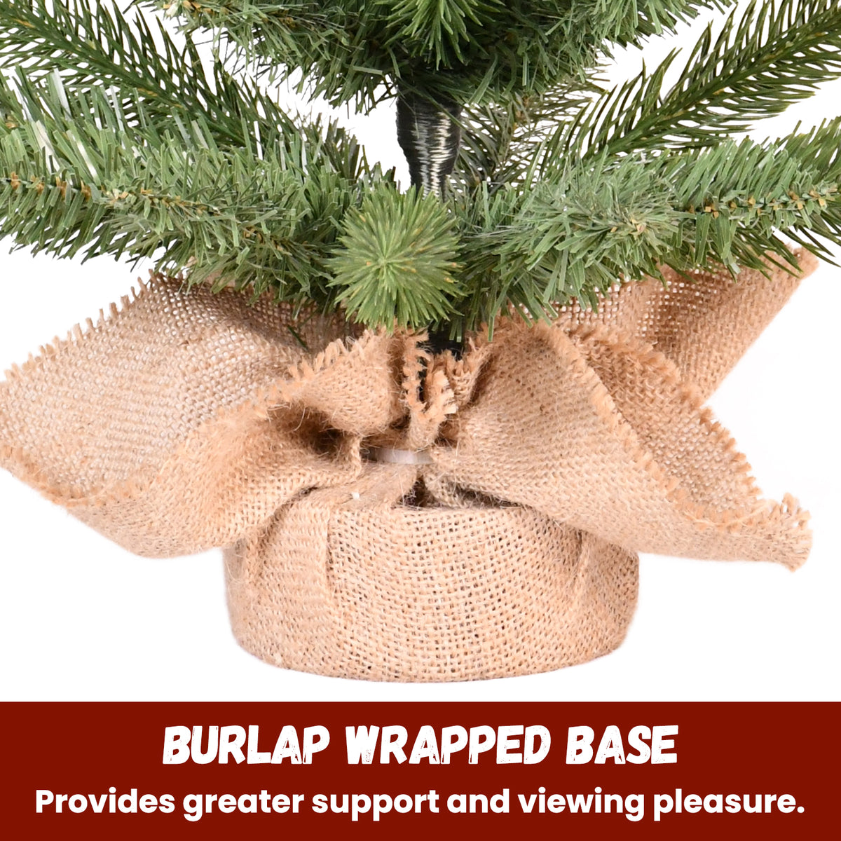 2FT Mini Tabletop Artificial Christmas Tree, 67 Branch Tips Realistic Unlit Pine Tree with Burlap Base, Holiday Decor for Home Office