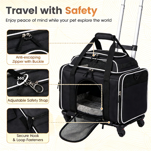 Rolling Pet Carrier with Wheels