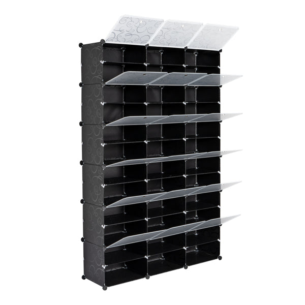 Shoe Rack Multi Tier 72 Inch, Black Tall Shoe Shelf with 3 Clear Storage Boxes, Entryway Closet Shoe Organizer for Shoes