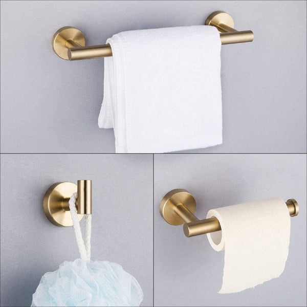 Brushed Gold Towel Hook, Wall Mounted T-Shaped Robe Hook Bathroom, Heavy Duty Stainless Steel Towel Holder for Towel Robe Loofah Coat