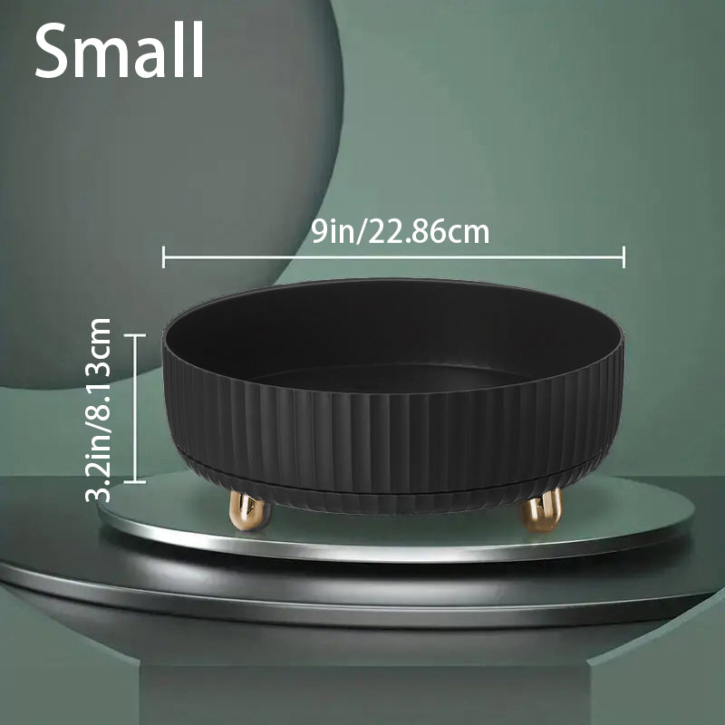 360 Degree Rotating Makeup Organizer Tray, Lazy Susan Perfume and Skincare Storage Organizer for Vanity, Dresser and Bathroom Countertop-black