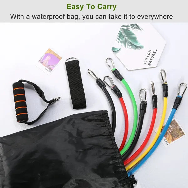 11Pcs Resistance Bands Set, Exercise Training Tubes Max 100lbs, with Door Anchor, Handles & Ankle Straps for Strength Training, Yoga & Pilates