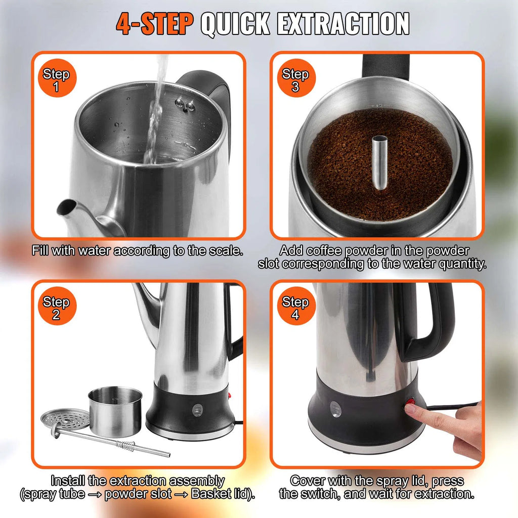 AEELLEEA 12-Cup Electric Coffee Percolator, 304 Steel Maker, Quick Brew, Keep Warm, Cool-Touch Handle, Easy-Pour Spout, Silver