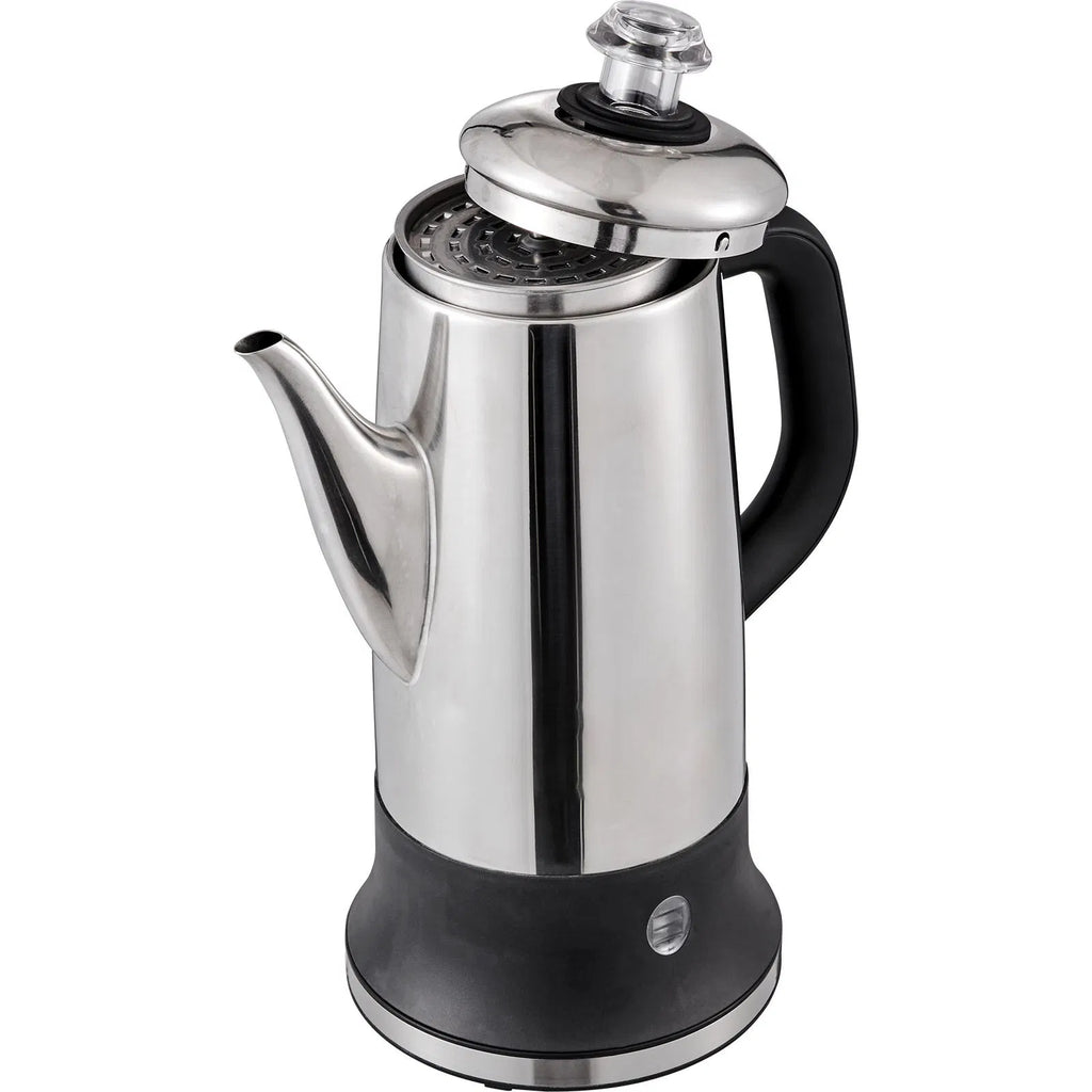 AEELLEEA 12-Cup Electric Coffee Percolator, 304 Steel Maker, Quick Brew, Keep Warm, Cool-Touch Handle, Easy-Pour Spout, Silver