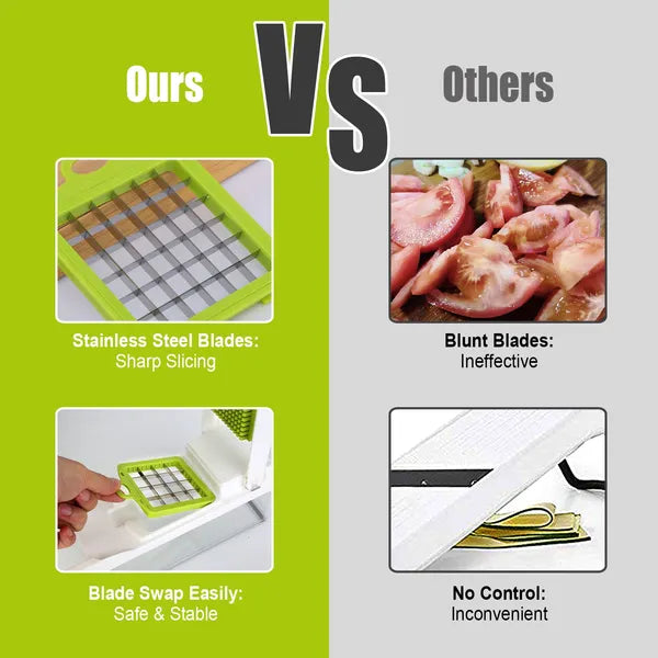 Aeelleea 12-in-1 Vegetable Chopper, Multifunctional Slicer Dicer Cutter with Hand Guard, Egg Separator & Peeler for Onion Fruit Cheese