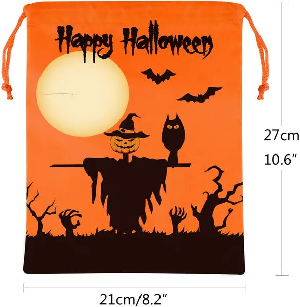 12 Pack Halloween Candy Treat Bags, Non-Woven Reusable Trick or Treat Tote Bags with Handles for Kids Party Favors