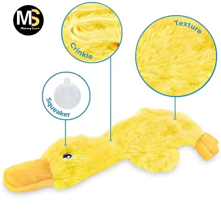 Makang Store, Crinkle Dog Toy for All Breeds Size; Cute No-Stuffing Duck with Soft Squeaker - Perfect for Indoor Puppies and Outdoor Senior Dogs. No-Mess Chew and Play - Yellow.
