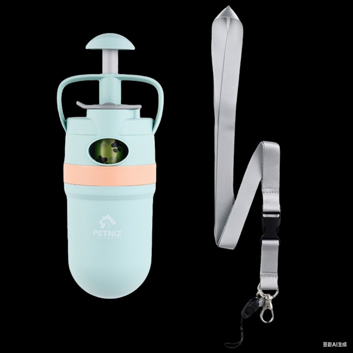 Portable Dog Poop Picker, 6-Claw Pet Poop Scooper with Built-in Waste Bag Dispenser & Lanyard, Outdoor Walking Dog Waste Cleaning Pick Up Tool
